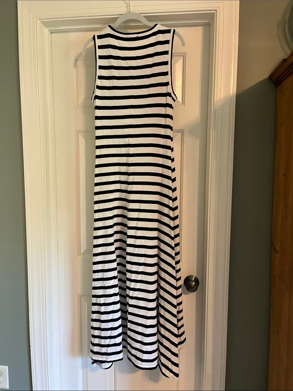 J. Crew Navy and White Striped Sleeveless Maxi Dress